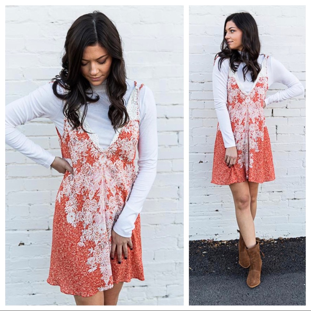 FREE PEOPLE BOHO LACE FLOWY SLIP MINI DRESS. A3C - Picture 8 of 16